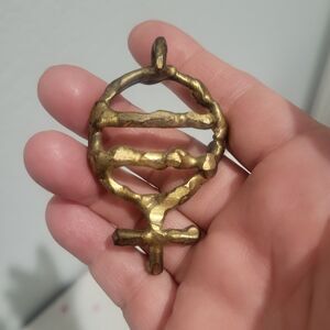Vtg Equal Rights Brutalist Pendant Judith Meuli Brass 1978 RARE N.O.W. Piece